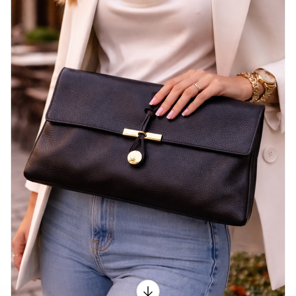 Black Pebbled leather Clutch Made in Italy Gorgeous! Price is Firm!